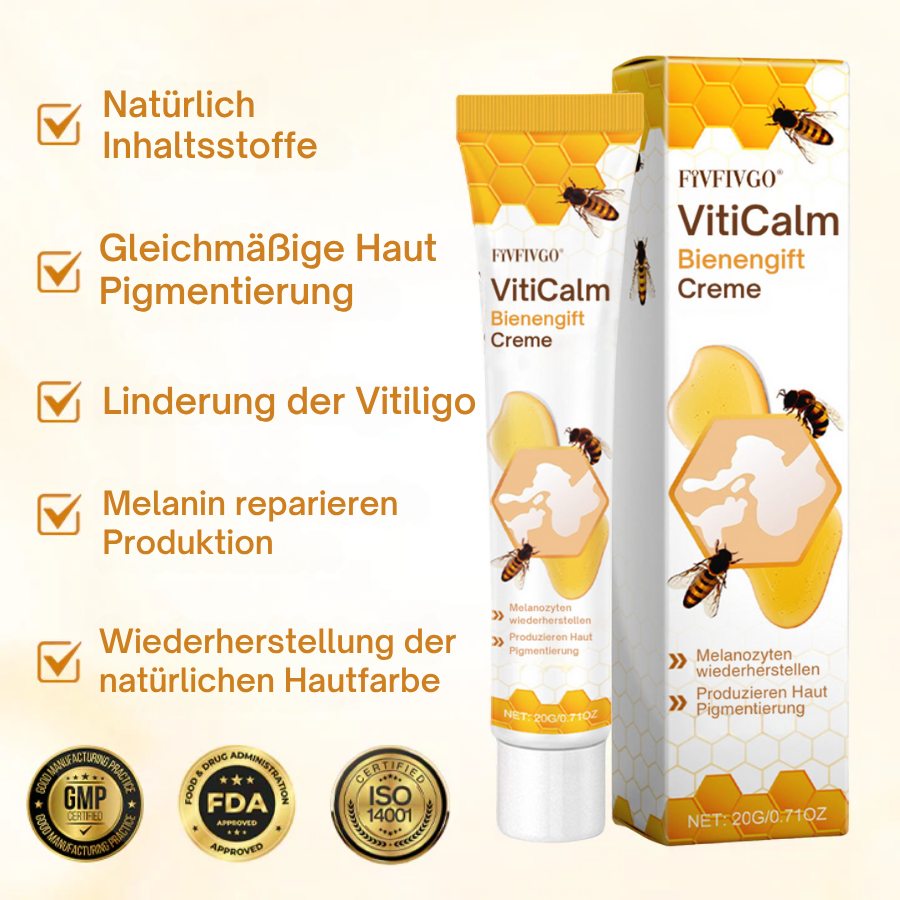 Fivfivgo® VitiCalm Bienengift-Creme，✔️95% Sichtbare Verbesserung In 4 Wochen ，Fördert Pigmentierung & Stellt Natürlichen Hautton Wieder Her