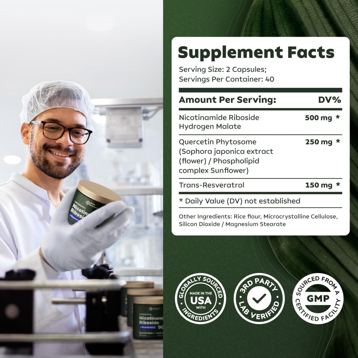 '-Reus Research NR900 – NAD+ Nahrungsergänzungsmittel zur Unterstützung der Hautalterung, für mehr Energie und Konzentration – 80 Stück – Vitamin- und Wellness-Ergänzungsmittel