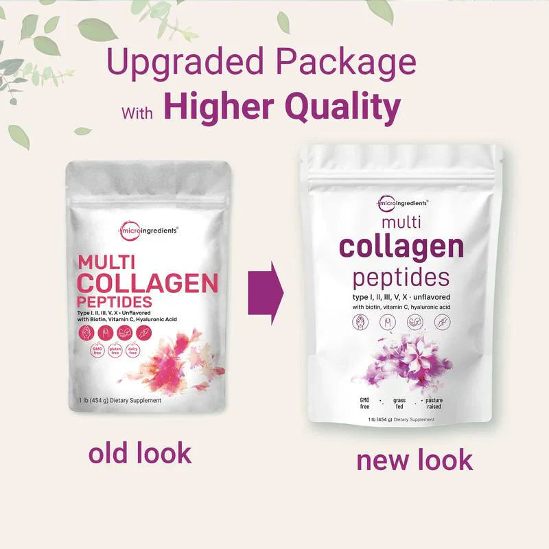 Multi-Kollagenpeptide – Hydrolysierte Proteinpeptide mit Hyaluronsäure, Biotin und Vitamin C – Geschmacksneutral