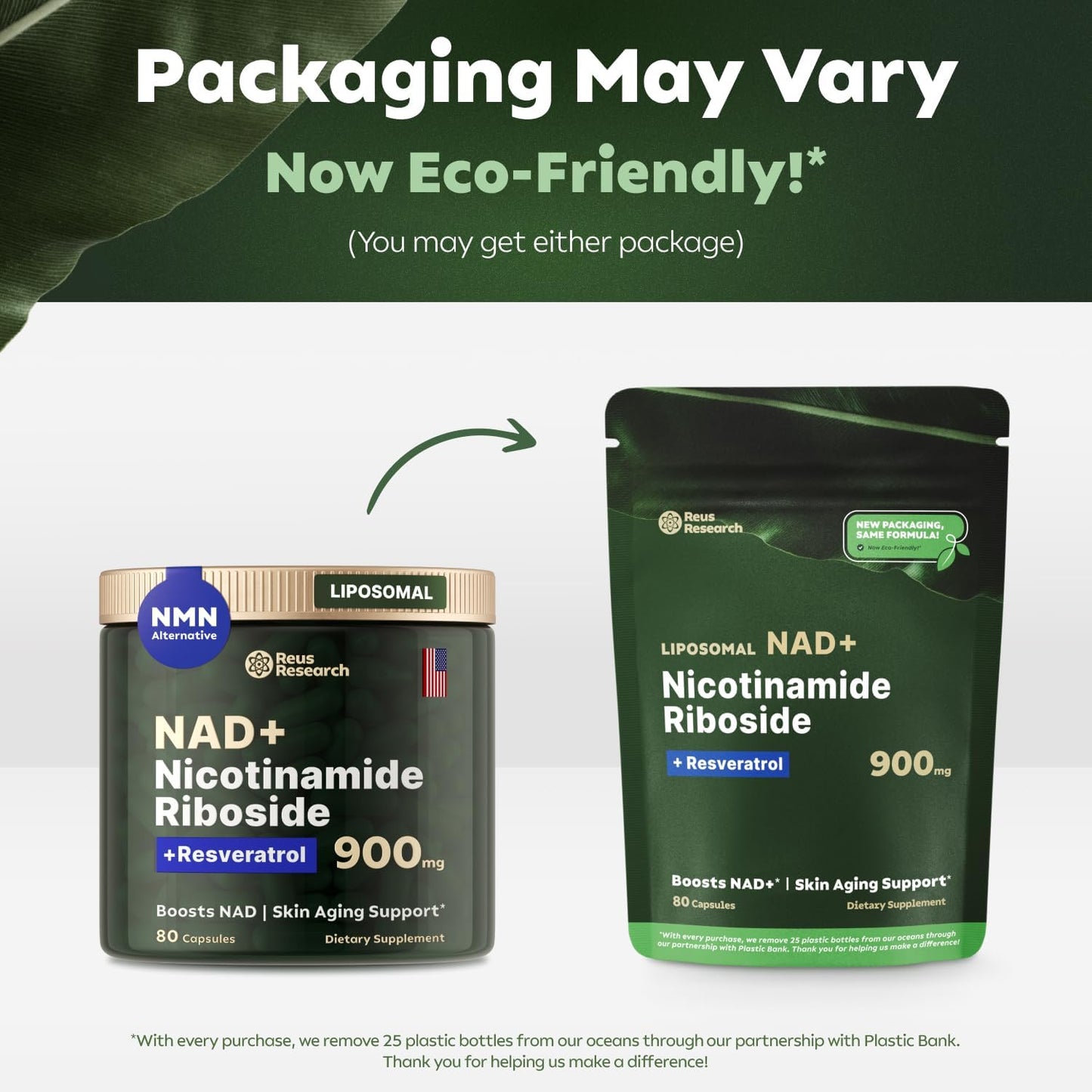 '-Reus Research NR900 – NAD+ Nahrungsergänzungsmittel zur Unterstützung der Hautalterung, für mehr Energie und Konzentration – 80 Stück – Vitamin- und Wellness-Ergänzungsmittel