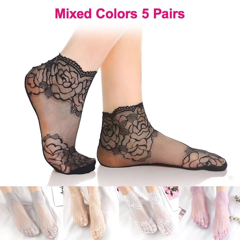 Bootssocken mit floralem Rand